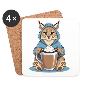 Lynx avec boisson chaude - Dessous de verre (lot de 4) - blanc - Devant