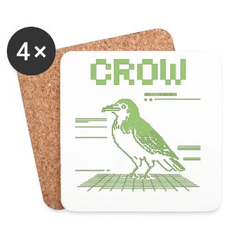 Pixel Crow Retro T-Shirt in 8-Bit Style - Coasters (set of 4) - white - Front