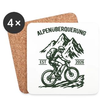 Alpenüberquerung EST 2026 - Fahrrad - Untersetzer (4er-Set) - Weiß - Vorne