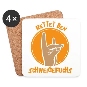 Schweigefuchs Lehrer Grundschule Kindergarten - Untersetzer (4er-Set) - Weiß - Vorne