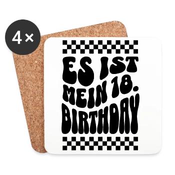 Design rétro C’est mon 18e anniversaire - Dessous de verre (lot de 4) - blanc - Devant