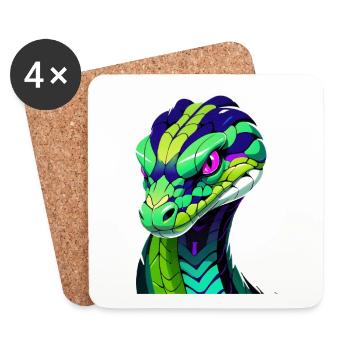 Colorful snake head illustration - Coasters (set of 4) - white - Front
