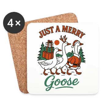 Noël juste une oie joyeuse Noël en famille - Dessous de verre (lot de 4) - blanc - Devant
