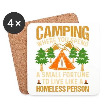 Camping - Coasters (set of 4) - white - Front
