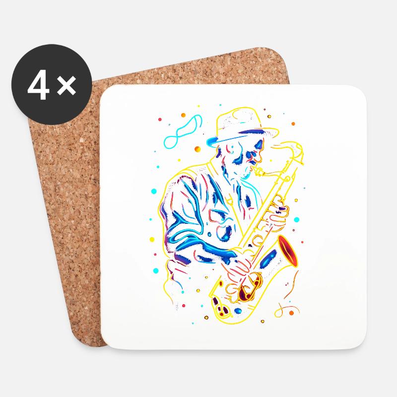 Saxophonist Großvater - Untersetzer (4er-Set) - Weiß