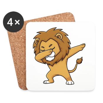 Funny Lion Dab Cartoon – Animal Motif - Coasters (set of 4) - white - Front