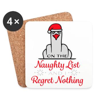 On the naughty list and I regret nothing Böse Möwe - Coasters (set of 4) - white - Front