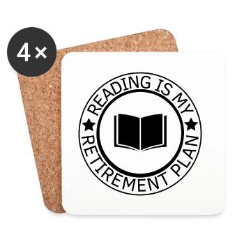 Reading Is My Retirement Plan - Coasters (set of 4) - white - Front