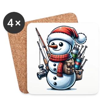 FIshing Christmas Sports Santa Claus - Coasters (set of 4) - white - Front