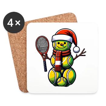 TEnnis Christmas Sports Santa Claus - Coasters (set of 4) - white - Front