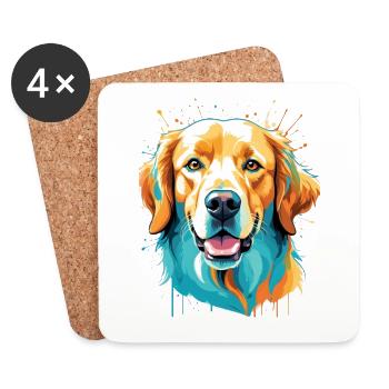 Portrait coloré de chien Popart - Dessous de verre (lot de 4) - blanc - Devant