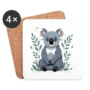 Small koala in a leaf frame - Coasters (set of 4) - white - Front