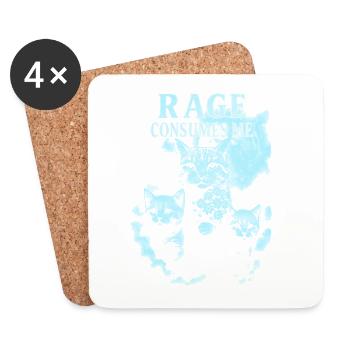 Rage Verzehrt Mich Katzenkunst - Untersetzer (4er-Set) - Weiß - Vorne