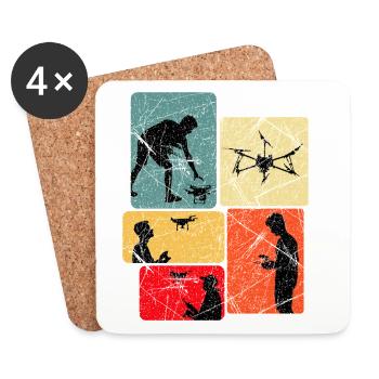Drones volant dire idée cadeau - Dessous de verre (lot de 4) - blanc - Devant