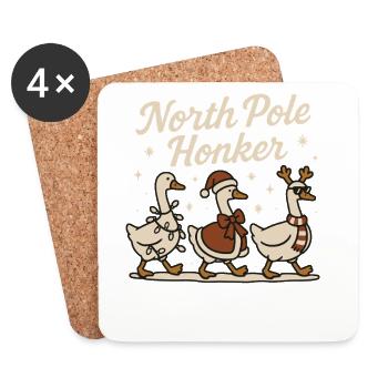 Nordpol Honker Gans Weihnachten Lustiger Weihnachtsmann - Untersetzer (4er-Set) - Weiß - Vorne