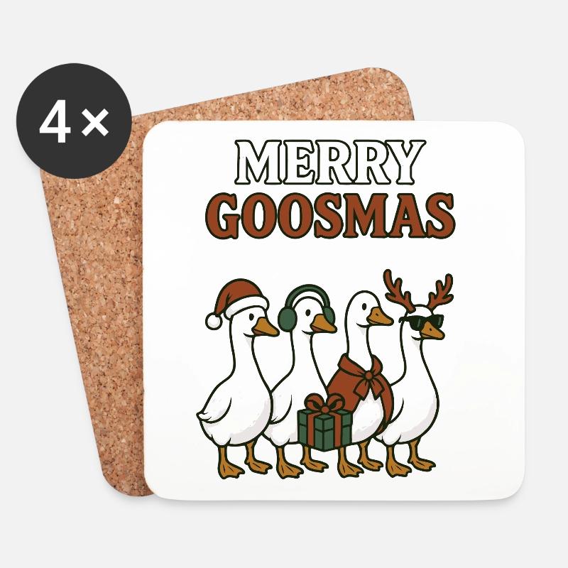 Frohe Gänse Weihnachten Gans Lustiger Urlaub - Untersetzer (4er-Set) - Weiß