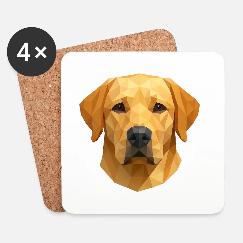 Polygon Labrador Retriever Geschenk - Untersetzer (4er-Set) - Weiß