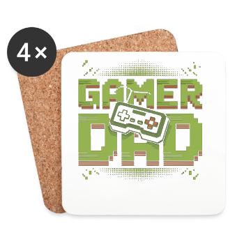 Gamer Dad T-Shirt – Gift for Gamer Dad - Coasters (set of 4) - white - Front