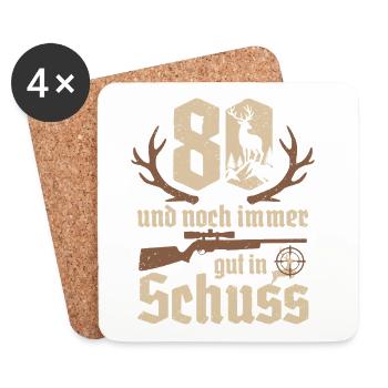 Jäger 80th birthday Hunting 80 years in good shape - Coasters (set of 4) - white - Front