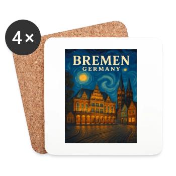 Bremen Nachtlicht Skyline - Untersetzer (4er-Set) - Weiß - Vorne