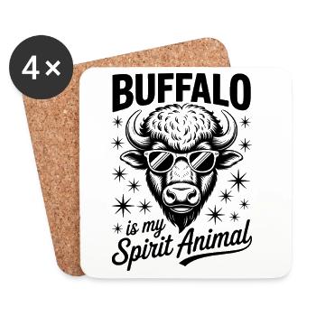 Buffalo Disant Buffalo Drôle Buffalo Cadeau - Dessous de verre (lot de 4) - blanc - Devant