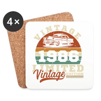 1986 Vintage Retro Geburtstagsgeschenk - Untersetzer (4er-Set) - Weiß - Vorne
