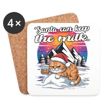 Santa lustiges Weihnachtachten mit Spruch - Untersetzer (4er-Set) - Weiß - Vorne