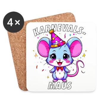 KARNEVALS MAUS - Untersetzer (4er-Set) - Weiß - Vorne