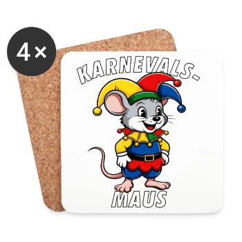 KARNEVALS MAUS - Untersetzer (4er-Set) - Weiß - Vorne
