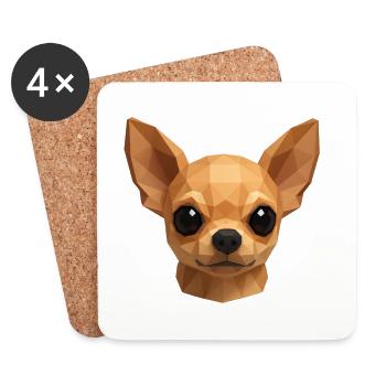 Chihuahua mignon - Conception de chien polygone - Dessous de verre (lot de 4) - blanc - Devant