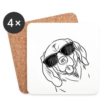 Cool Funny Beagle Tilt Head Sunglasses Dog Lover - Coasters (set of 4) - white - Front