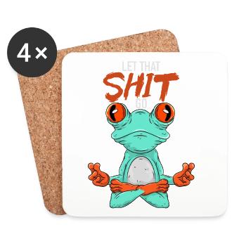 Méditation Yoga Grenouille - Dessous de verre (lot de 4) - blanc - Devant