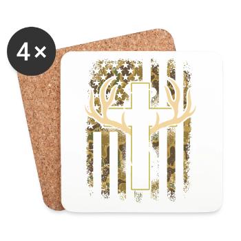 Chasse Pêche Christianisme Croix Foi Nature - Dessous de verre (lot de 4) - blanc - Devant