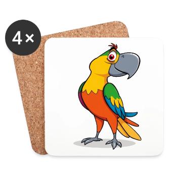 Colorful Parrot Cartoon - Coasters (set of 4) - white - Front