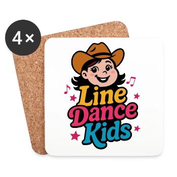 Danse en ligne pour enfants Style cowboy - Dessous de verre (lot de 4) - blanc - Devant