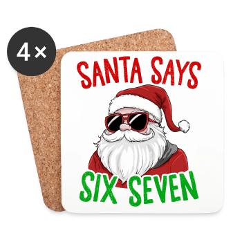 Lustiger Weihnachtsmann sagt sechs sieben Weihnachtshumor Weihnachten - Untersetzer (4er-Set) - Weiß - Vorne