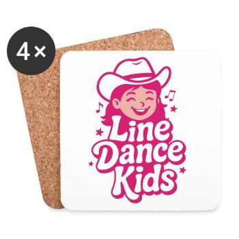 Danse en ligne Enfants Motif western - Dessous de verre (lot de 4) - blanc - Devant