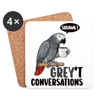 Oiseau Perroquet Gris D'Afrique Humour - Dessous de verre (lot de 4) - blanc - Devant