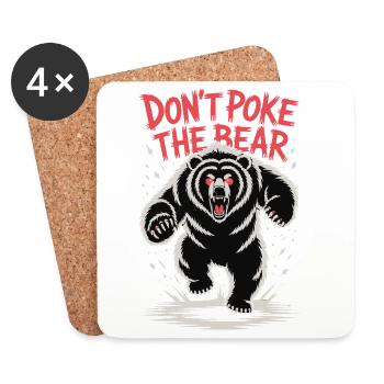 Don't Poke The Bear - Wild Bear Design - Coasters (set of 4) - white - Front