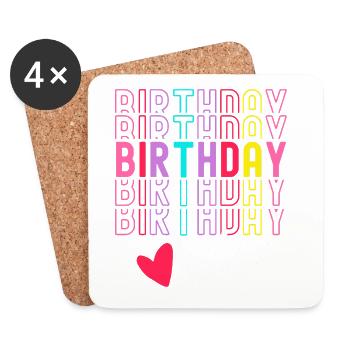 Birthday Girl Geburtstags Mächen Geschenk Herz - Untersetzer (4er-Set) - Weiß - Vorne