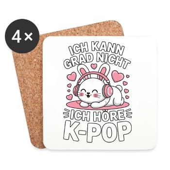 K-Pop Hörhase: Niedlicher Kopfhörer-Hase - Untersetzer (4er-Set) - Weiß - Vorne