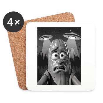 Cucumber monster in the UFO nebula - Coasters (set of 4) - white - Front