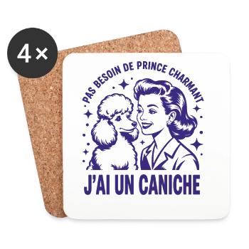 No need for Prince Charming, I have a poodle - Coasters (set of 4) - white - Front