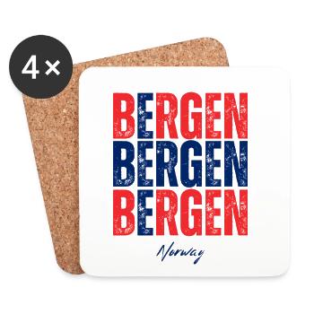Bergen Norwegen, ein Souvenir von Bergen - Untersetzer (4er-Set) - Weiß - Vorne