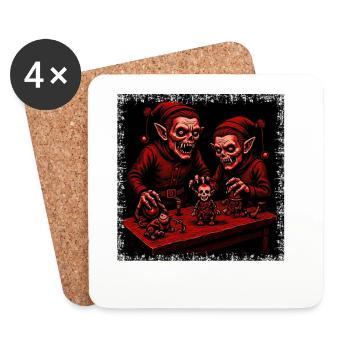 Creepy Christmas Zombie Elf Skeleton Horror - Coasters (set of 4) - white - Front