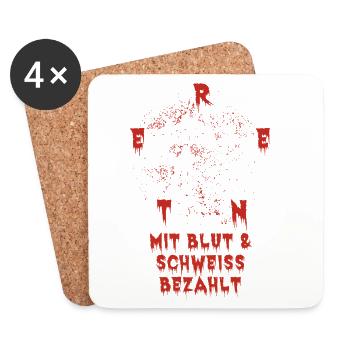 Rente - Mit Blut und Schweiß Bezahlt - Death Metal - Untersetzer (4er-Set) - Weiß - Vorne