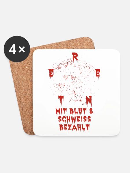 Rente - Mit Blut und Schweiß Bezahlt - Death Metal - Untersetzer (4er-Set) - Weiß
