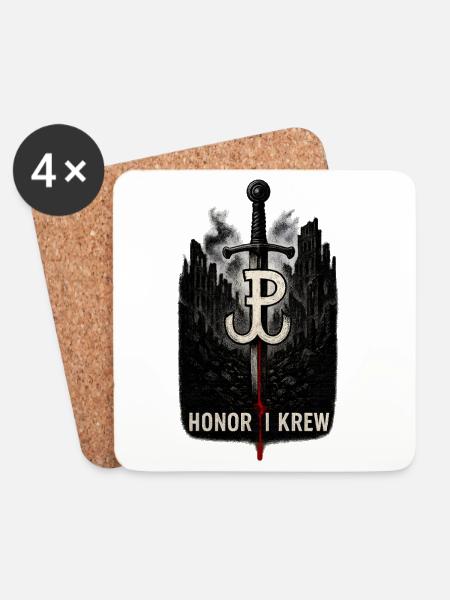 Honor i Krew Art de la résistance polonaise - Dessous de verre (lot de 4) - blanc