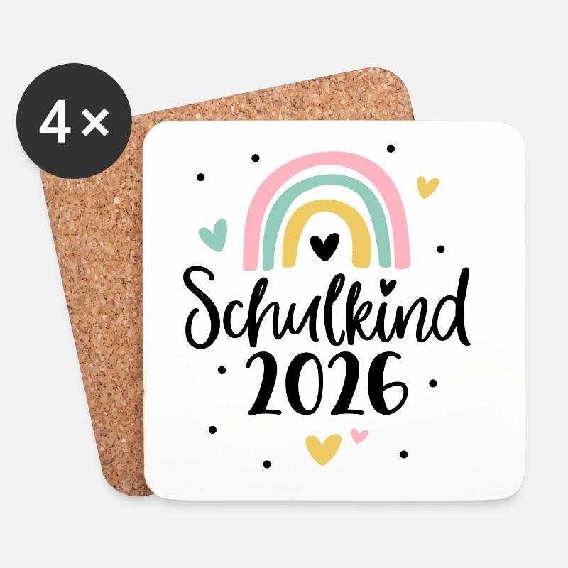 Schulkind 2026 Regenbogen Herz Einschulung - Untersetzer (4er-Set) - Weiß