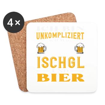 Ischgl bière Fun Après-ski Fête des Alpes - Dessous de verre (lot de 4) - blanc - Devant